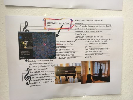 Ein Plakat über den Besuch im Beethovenhaus.